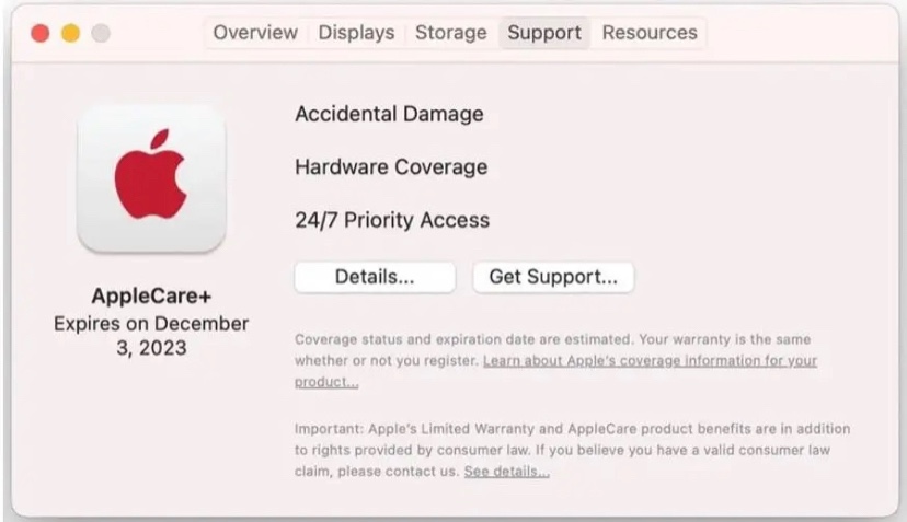 怎么恢复Mac“关于本机”中AppleCare… - Apple 社区