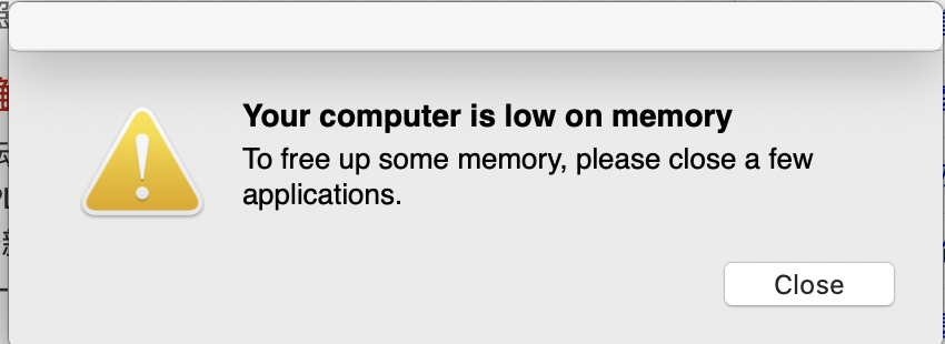 Ошибка your computer is low on memory mac os