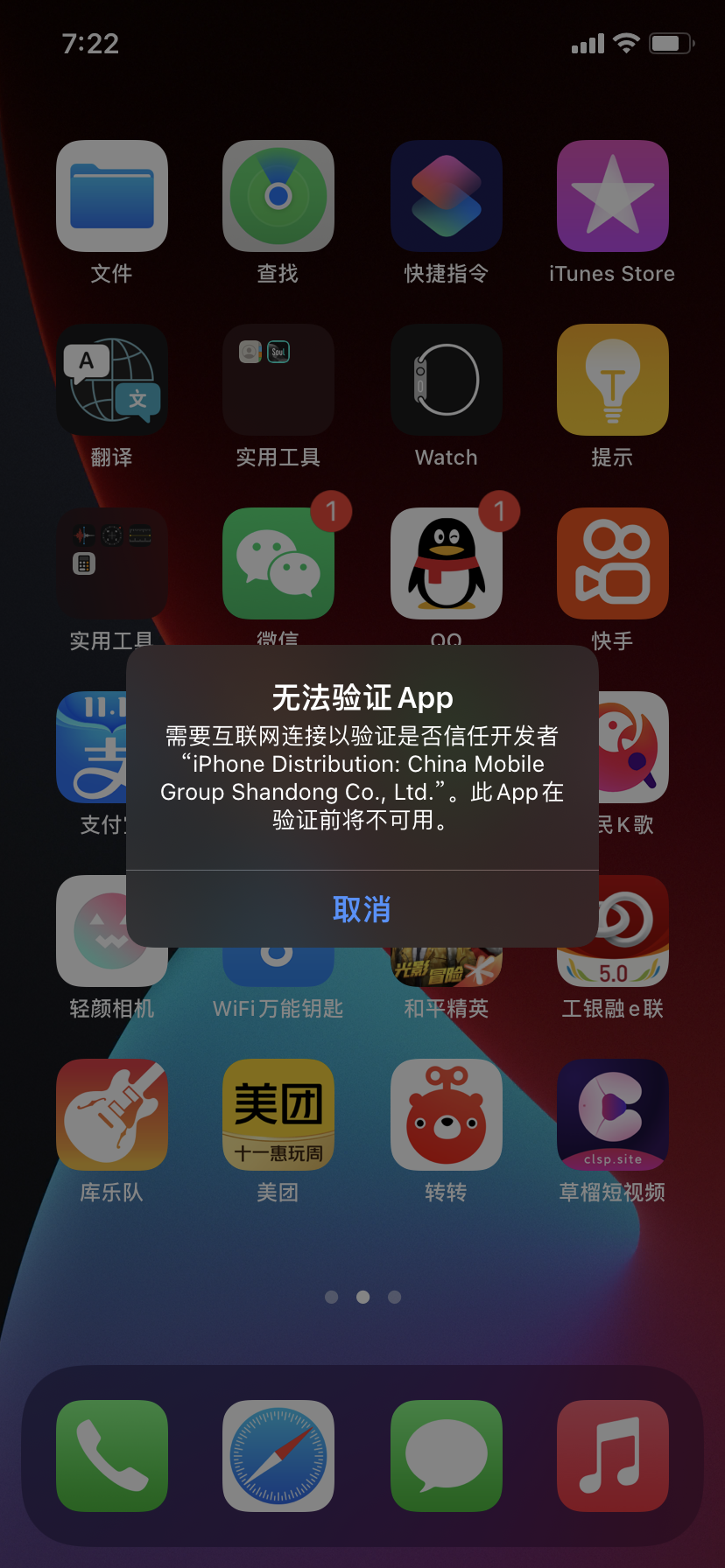 app下载后显示已验证信任后也无法打开app